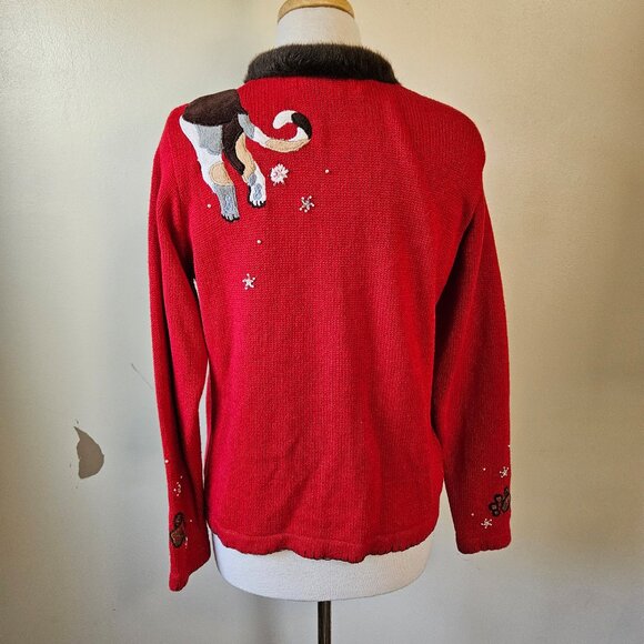 Arrviste Ramie Sweater Christmas Crazy Cat Lady M - Picture 5 of 7